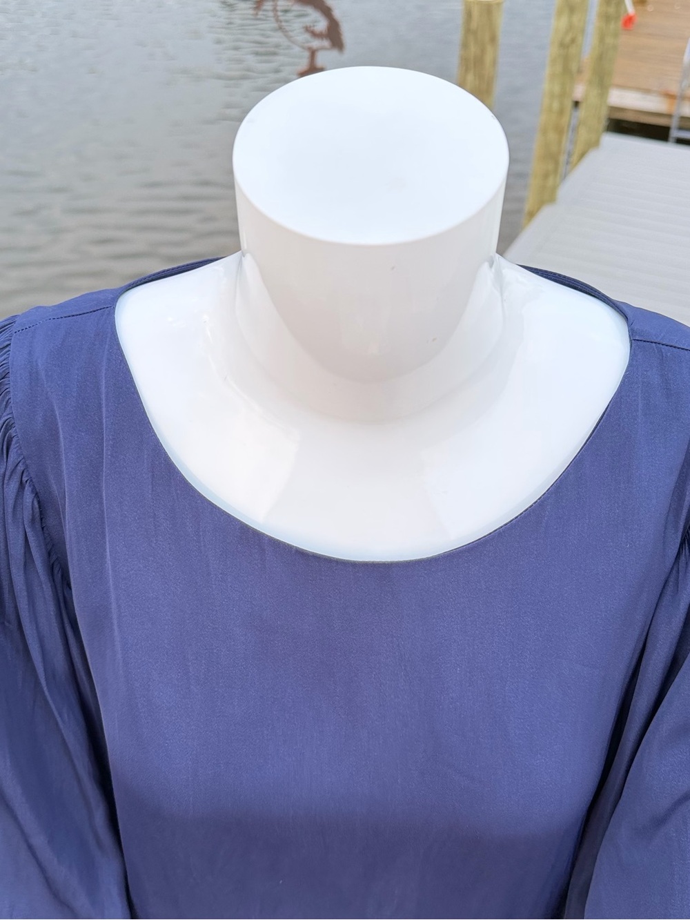 Lilly Pulitzer Navy Blue Puff Sleeve Blouse - Picture 5 of 9